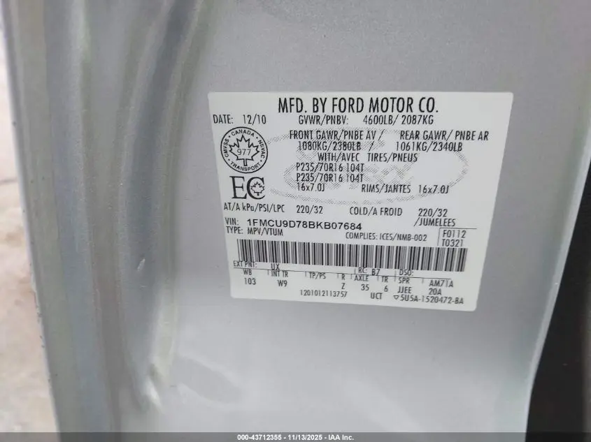 2011 FORD ESCAPE XLT AUTOMATIC