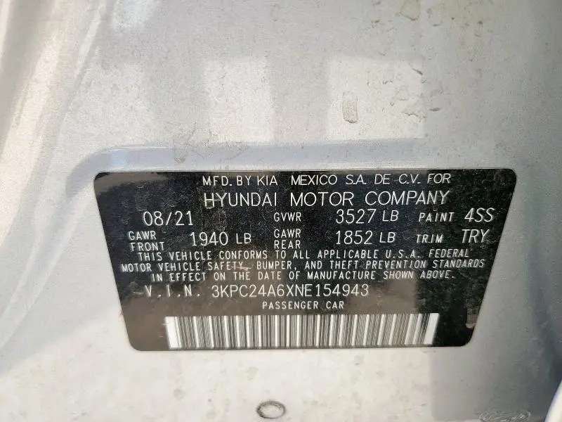 2022 HYUNDAI ACCENT SE  