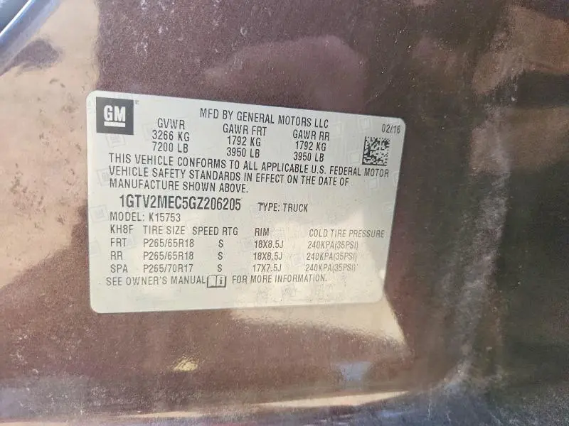 2016 GMC SIERRA K1500 SLE  