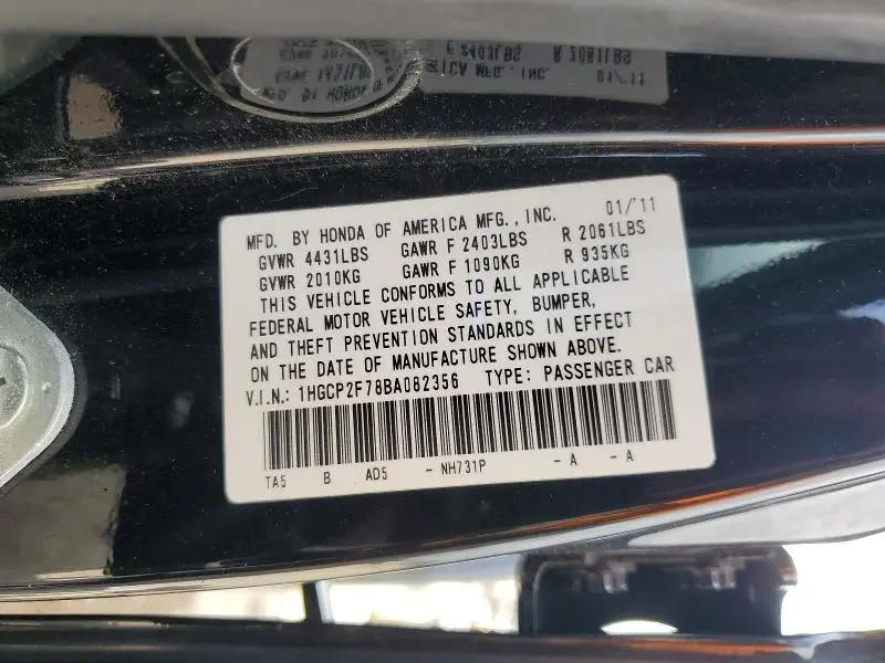 2011 HONDA ACCORD   