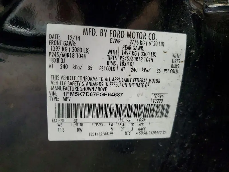 2015 FORD EXPLORER XLT  