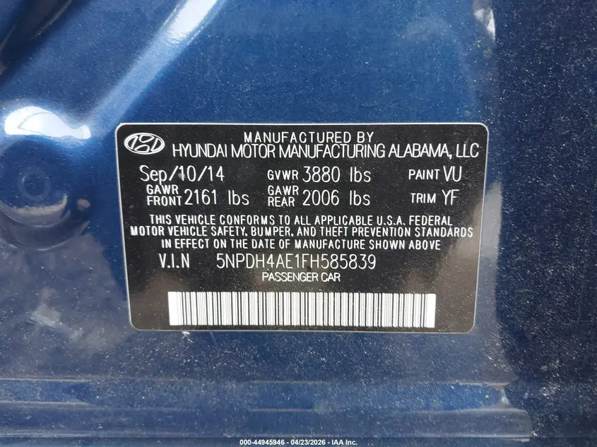 2015 HYUNDAI ELANTRA SE