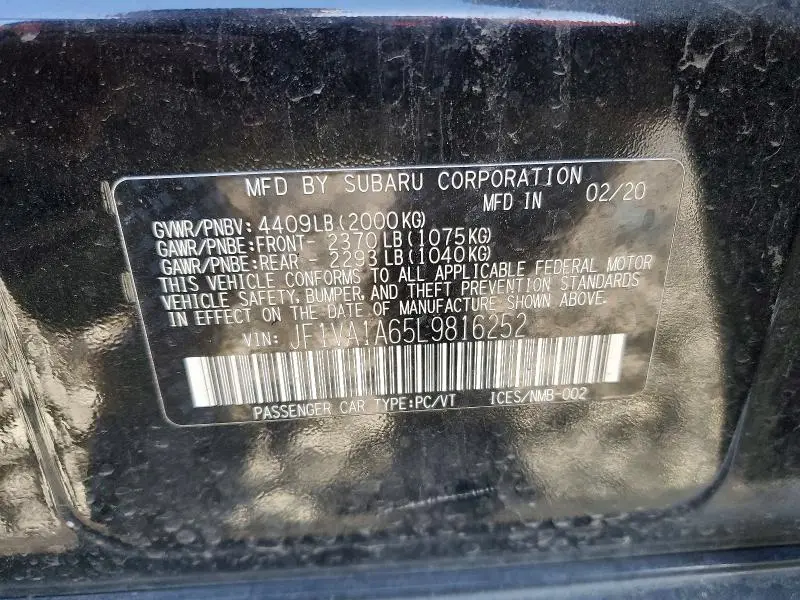 2020 SUBARU WRX   