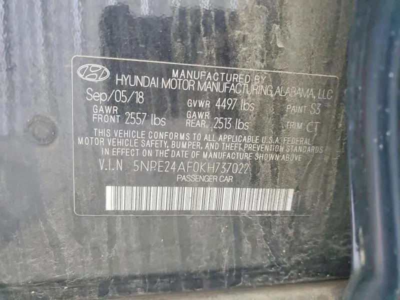 2019 HYUNDAI SONATA SE  