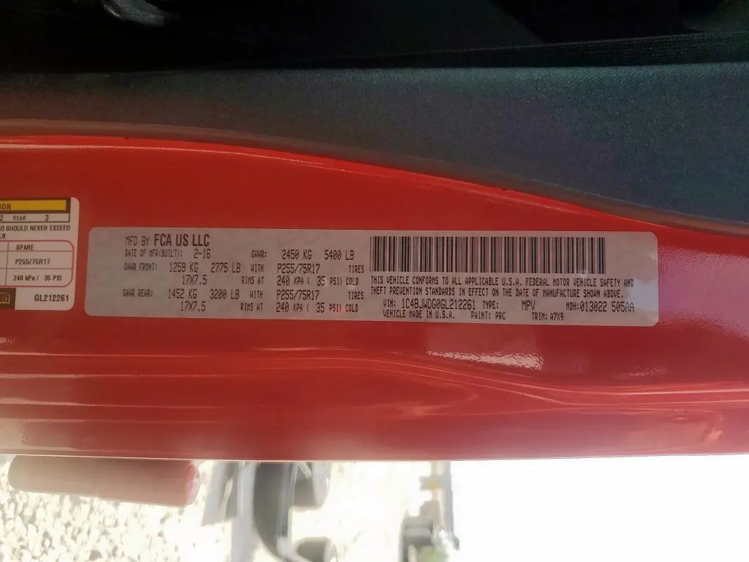 2016 JEEP WRANGLER UNLIMITED SPORT  