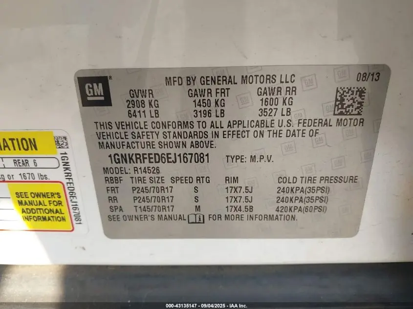 2014 CHEVROLET TRAVERSE LS