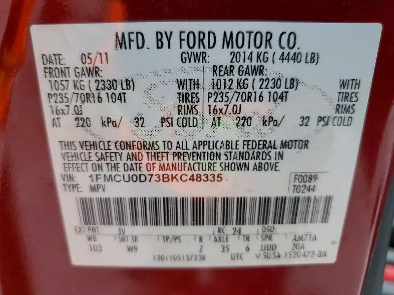 2011 FORD ESCAPE XLT  