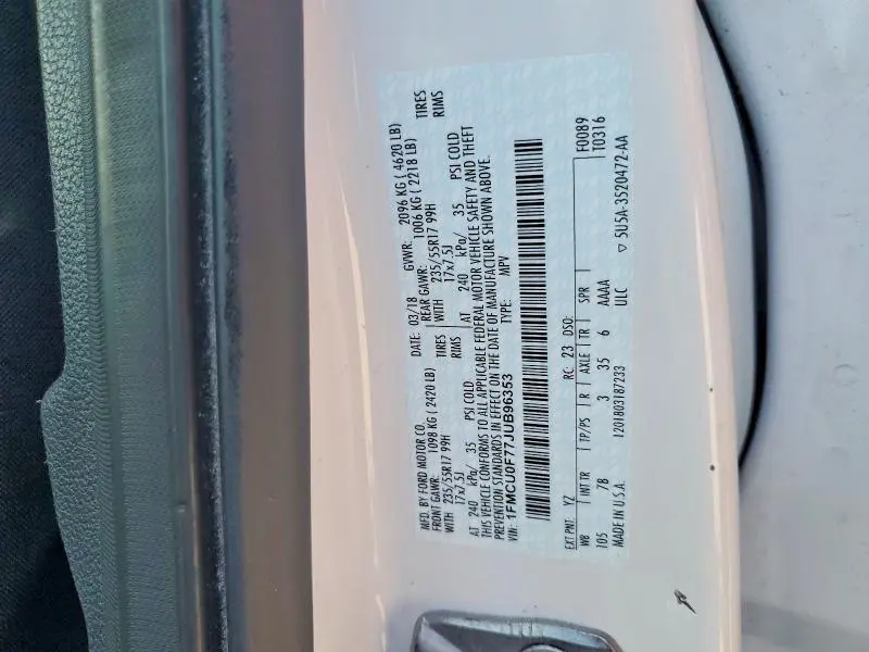 2018 FORD ESCAPE S  