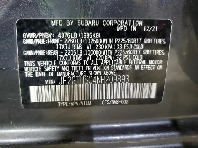 2022 SUBARU CROSSTREK SPORT  