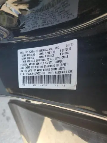 2015 HONDA ACCORD EXL