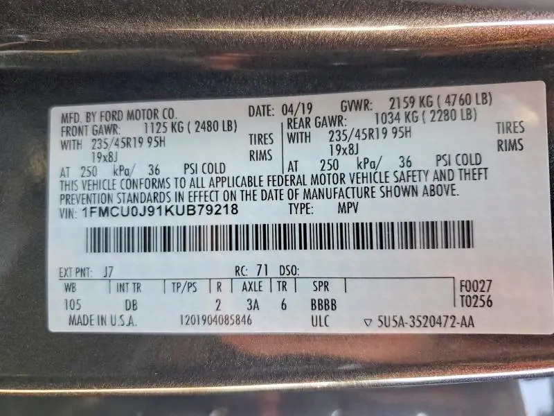 2019 FORD ESCAPE TITANIUM  