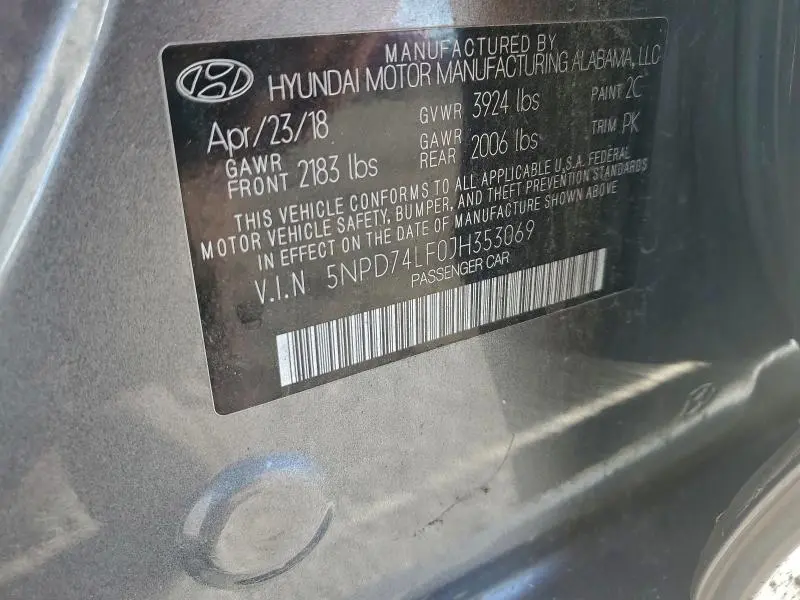 2018 HYUNDAI ELANTRA SE  