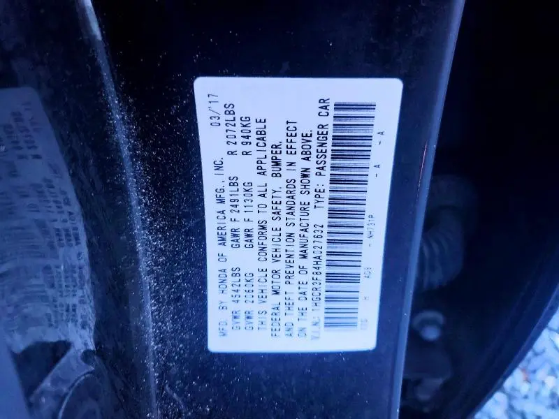 2017 HONDA ACCORD EXL  