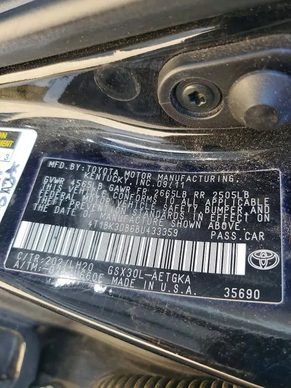 2011 TOYOTA AVALON BASE  