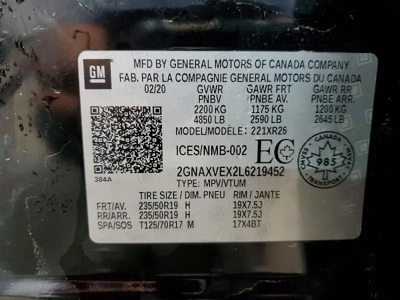 2020 CHEVROLET EQUINOX LT  