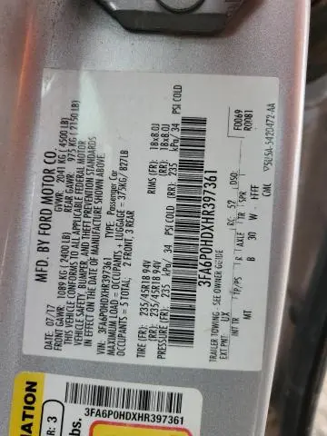 2017 FORD FUSION SE  