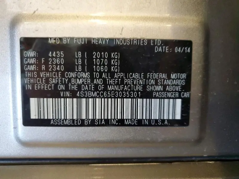 2014 SUBARU LEGACY 2.5I PREMIUM  