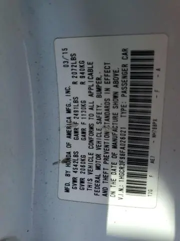 2015 HONDA ACCORD TOURING  