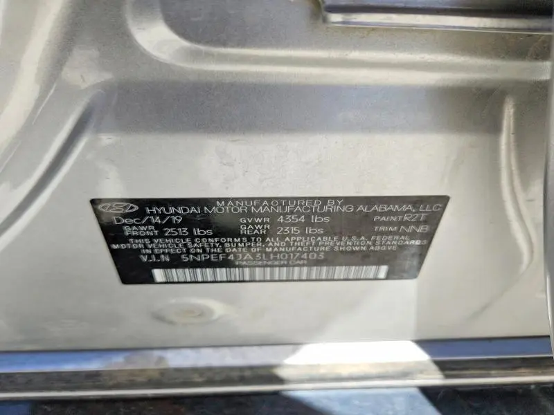 2020 HYUNDAI SONATA SEL  