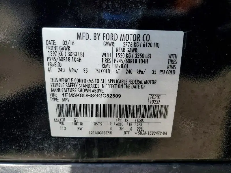 2016 FORD EXPLORER XLT  