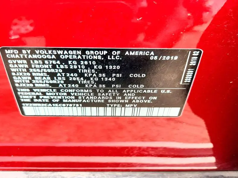 2019 VOLKSWAGEN ATLAS SE  