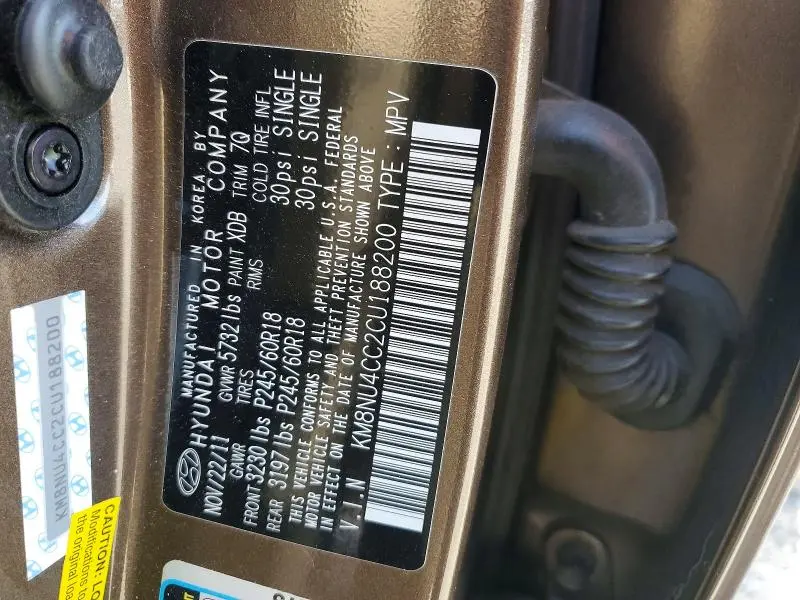 2012 HYUNDAI VERACRUZ GLS  