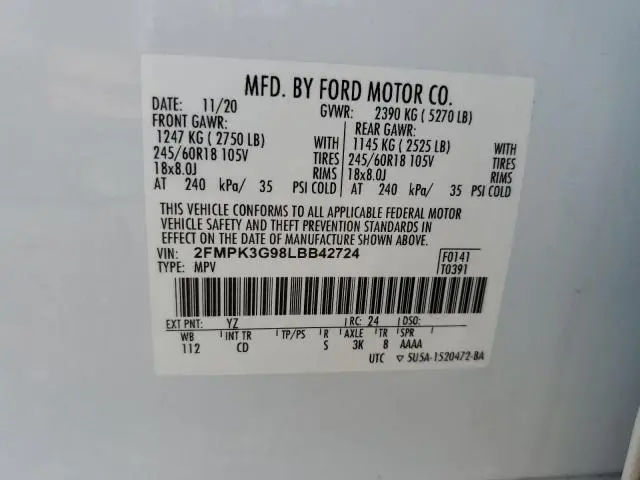 2020 FORD EDGE SE  