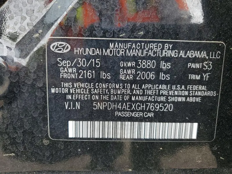 2016 HYUNDAI ELANTRA SE  