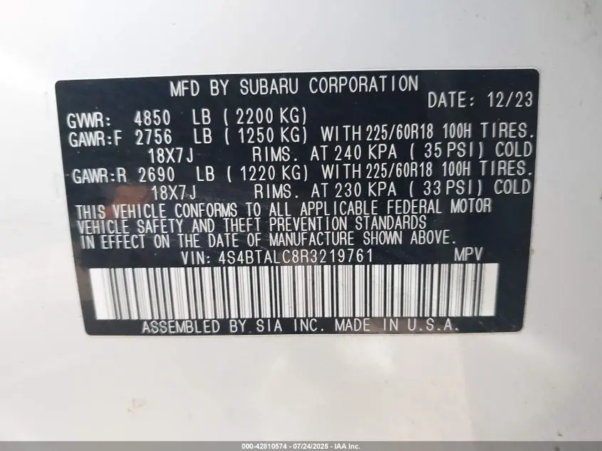 2024 SUBARU OUTBACK ONYX EDITION