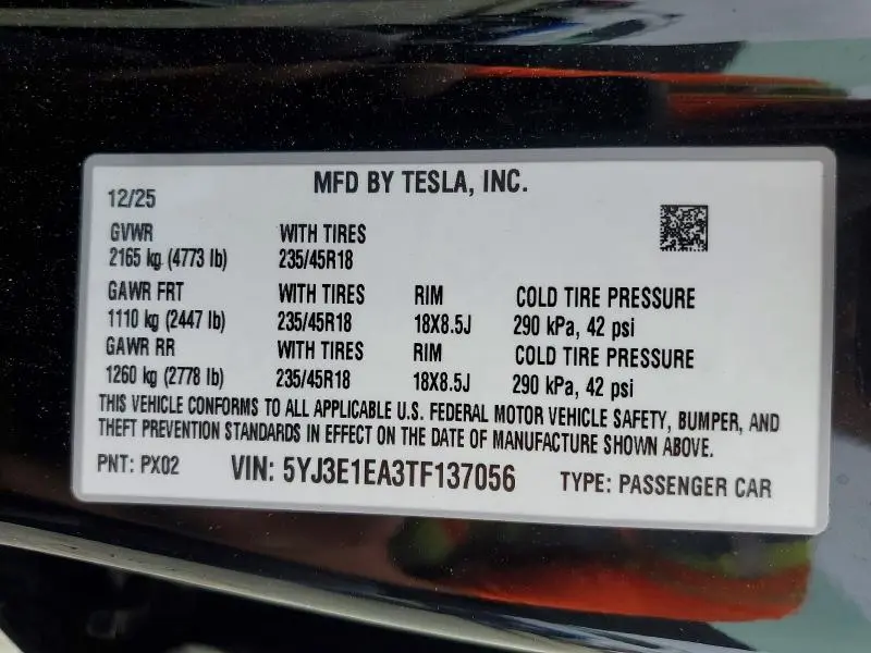 2026 TESLA MODEL 3   