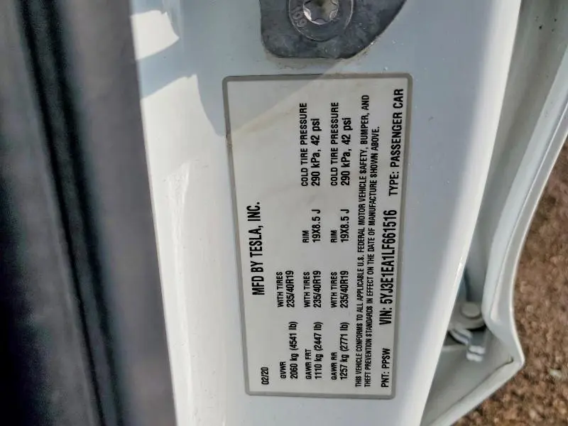 2020 TESLA MODEL 3   