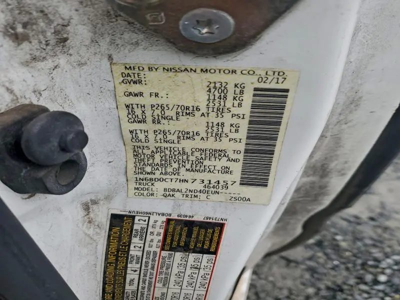 2017 NISSAN FRONTIER S  