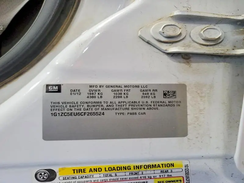 2012 CHEVROLET MALIBU 1LT  