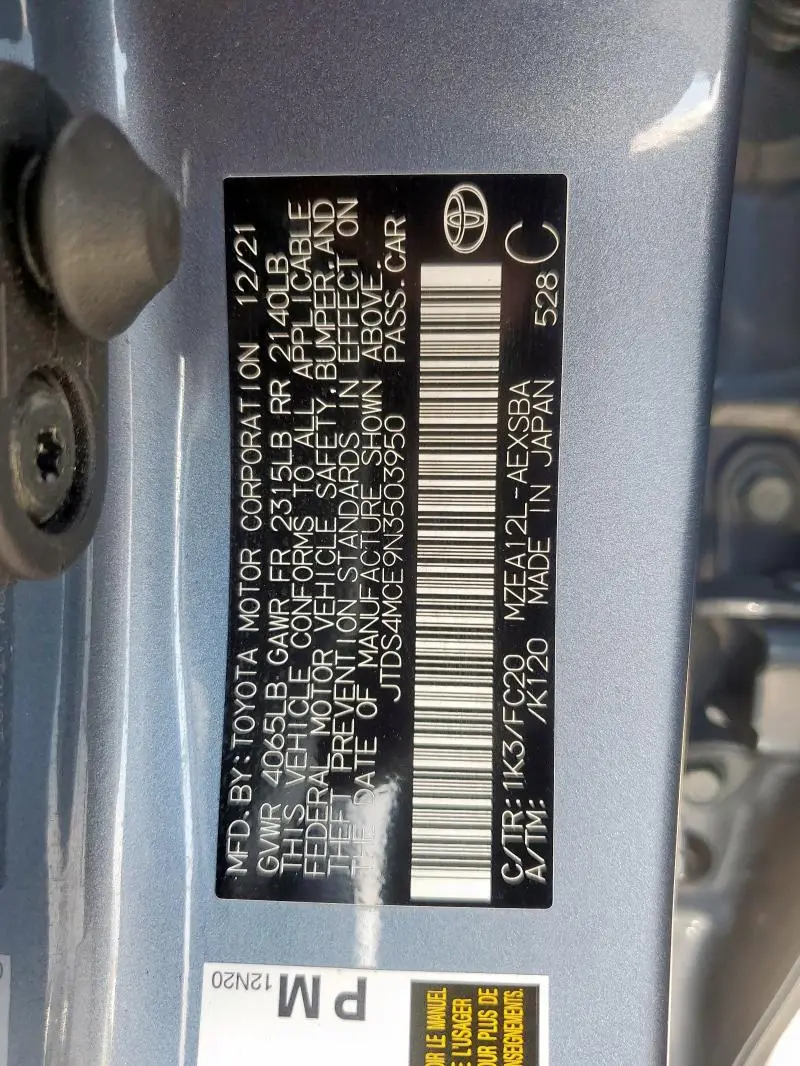 2022 TOYOTA COROLLA SE  