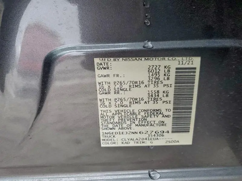 2022 NISSAN FRONTIER S  