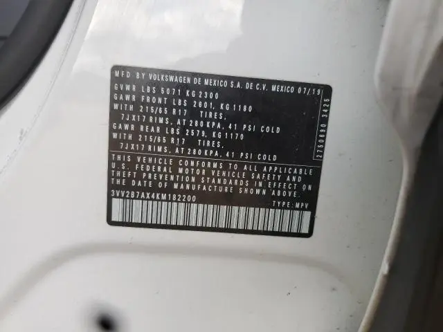 2019 VOLKSWAGEN TIGUAN SE  