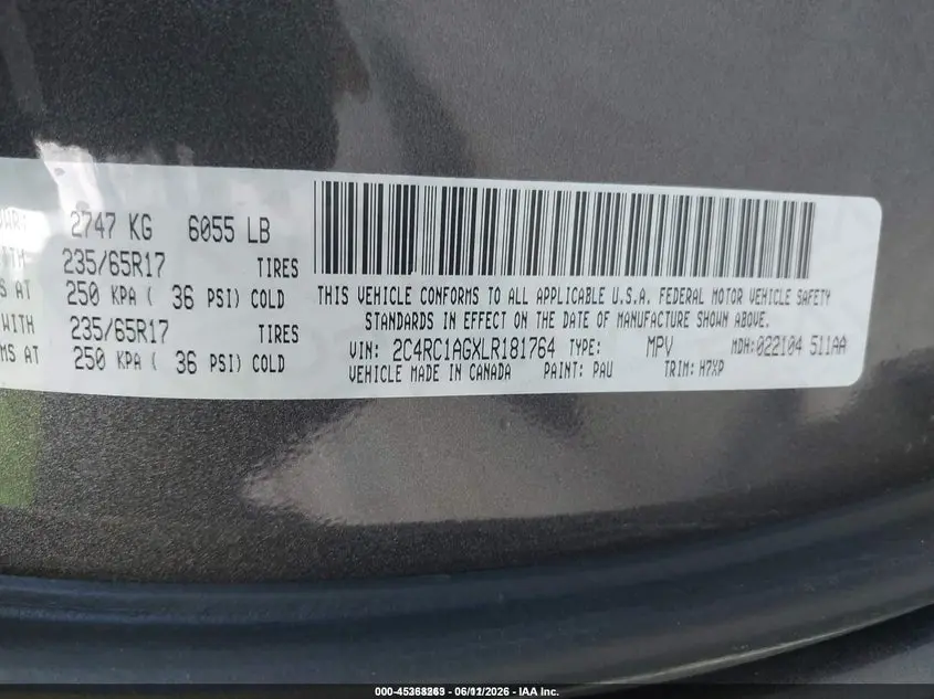 2020 CHRYSLER VOYAGER L