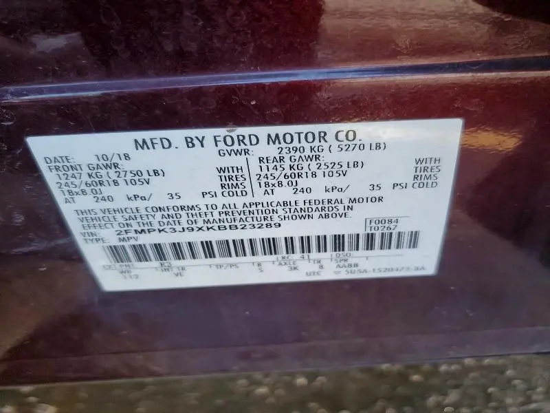 2019 FORD EDGE SEL  