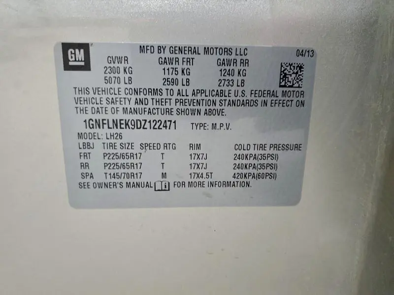 2013 CHEVROLET EQUINOX LT  