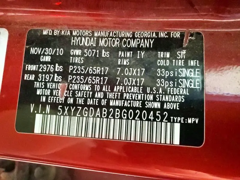 2011 HYUNDAI SANTA FE GLS  