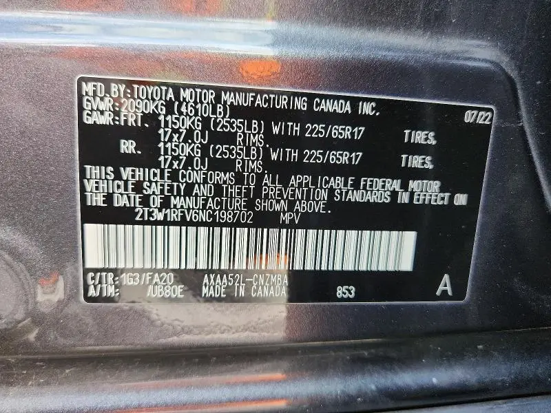 2022 TOYOTA RAV4 XLE  