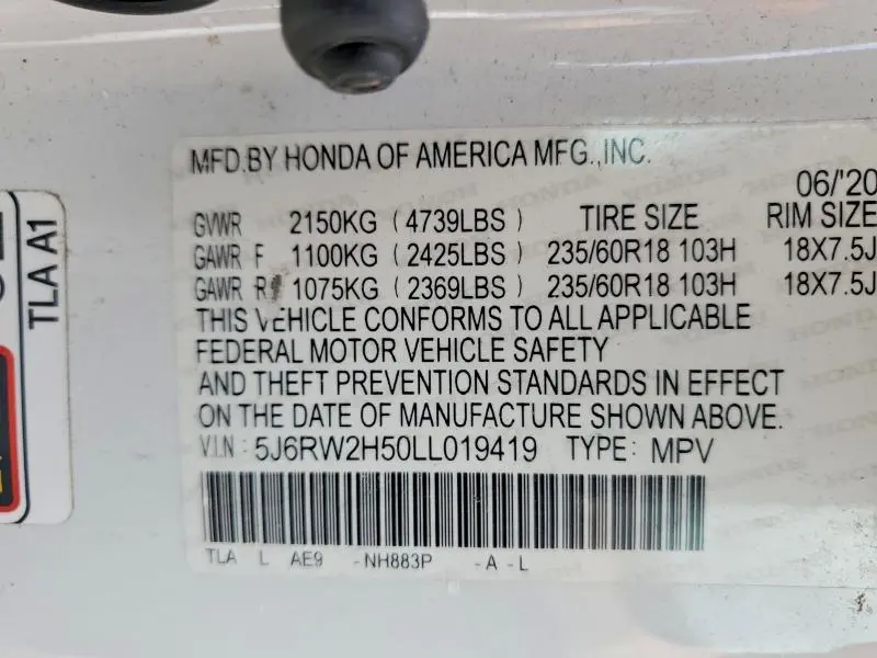 2020 HONDA CR-V EX  