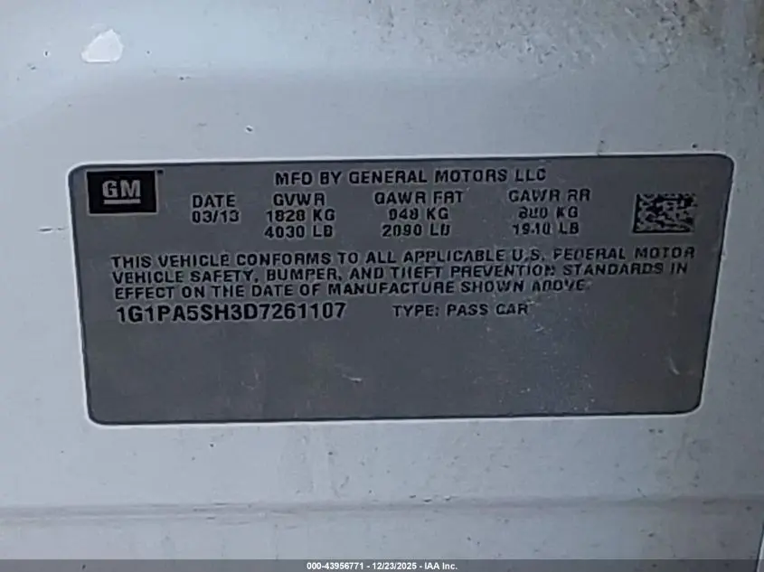 2013 CHEVROLET CRUZE LS AUTO