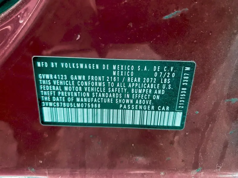 2020 VOLKSWAGEN JETTA S  