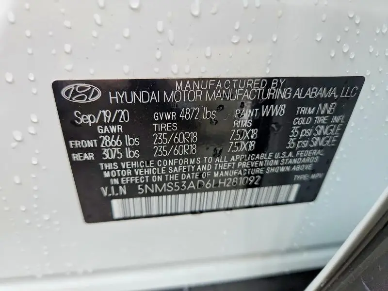 2020 HYUNDAI SANTA FE LIMITED  