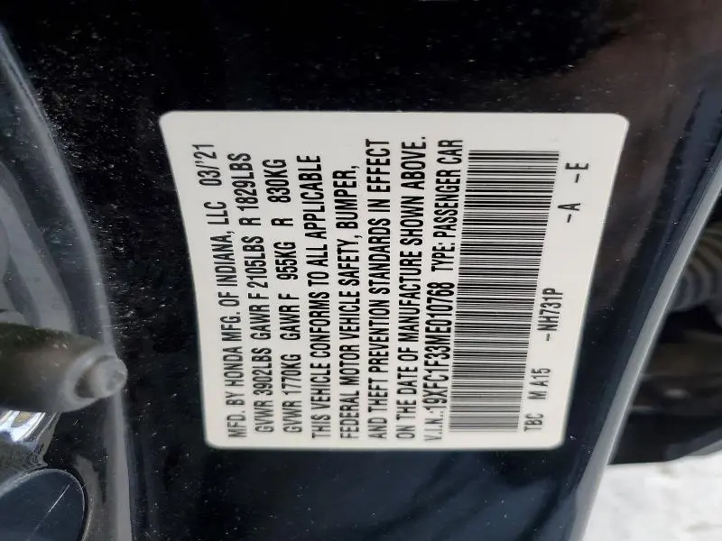 2021 HONDA CIVIC EX  