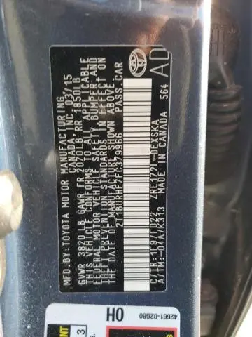 2015 TOYOTA COROLLA L  