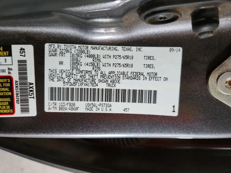 2015 TOYOTA TUNDRA SR5  