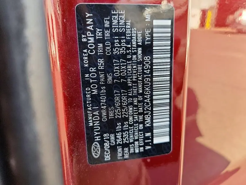 2019 HYUNDAI TUCSON SE  