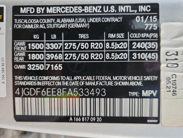 2015 MERCEDES-BENZ GL 450 4MATIC  